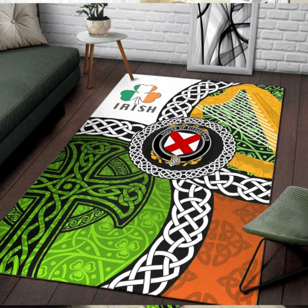 Ireland Area Rug - House of FITZGERALD Family Crest Area Rug - Ireland With Circle Celtics Knot