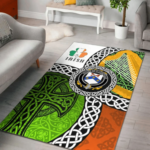 Ireland Area Rug - House of O'LONERGAN Family Crest Area Rug - Ireland With Circle Celtics Knot - Image 2