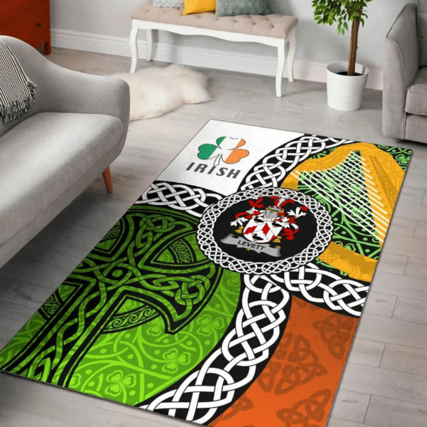 Ireland Area Rug - Levett or Lyvett Family Crest Area Rug - Ireland With Circle Celtics Knot - Image 2