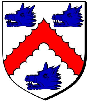 BERCROMBIE of Fetterneir Argent a chevron engrailed Gules between three boars' heads erased Azure.