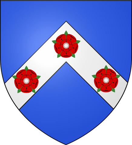 BLACKADDER of that Ilk Azure, on a chevron, Argent, three roses, Gules